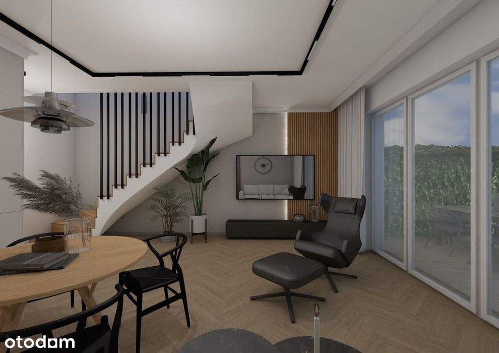 Nowoczesny dom szeregowy ogródek-garaż