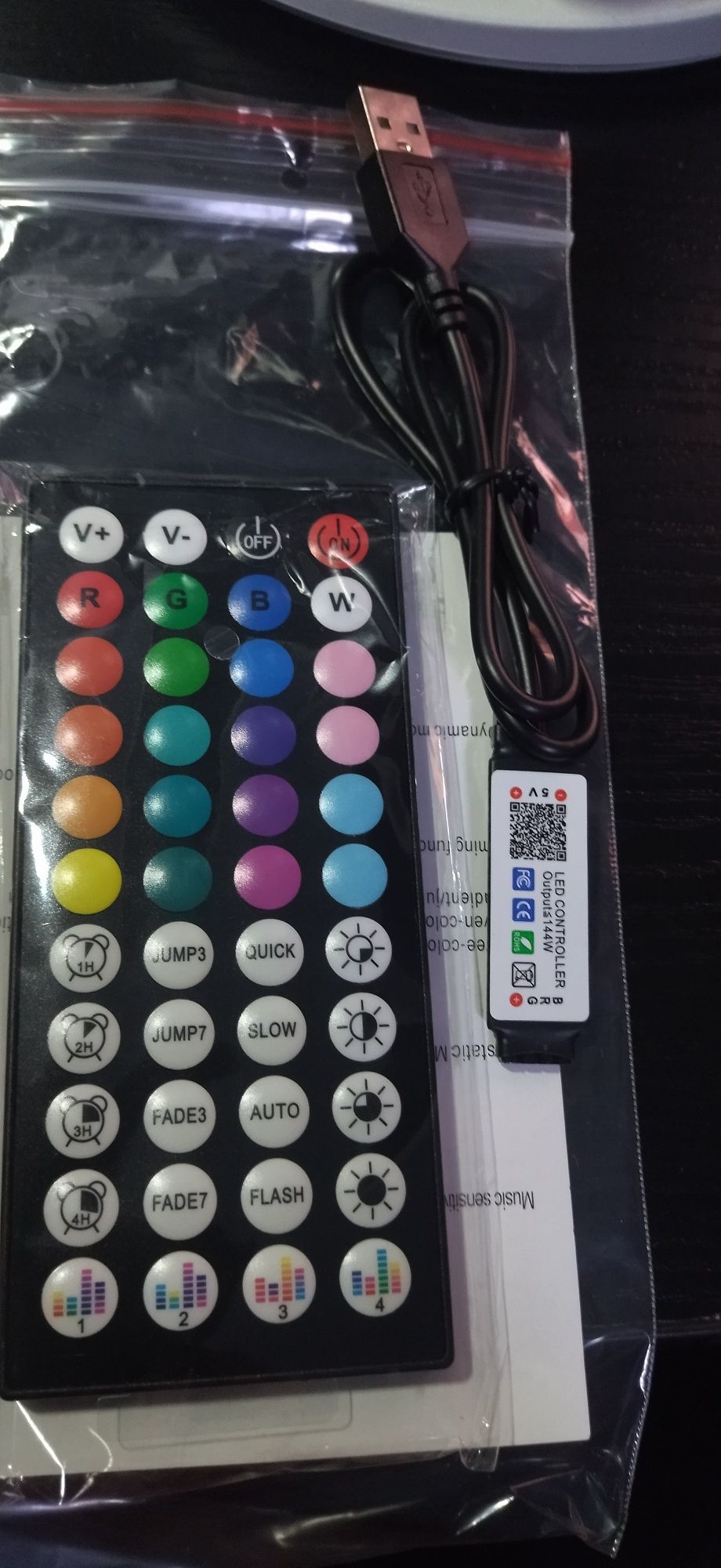 Kontroler taśmy RGB 5V z mikrofonem bluetooth i pilotem