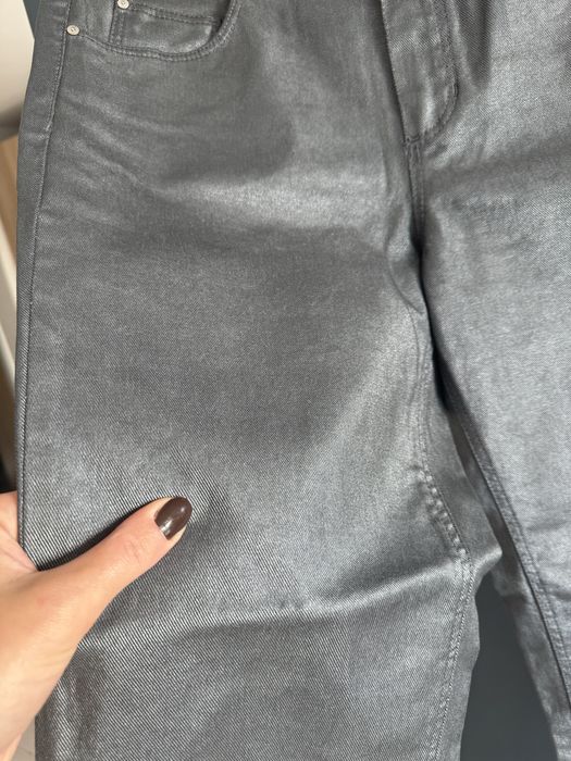 Spodnie Massimo Dutti woskowane metaliczne szare 42