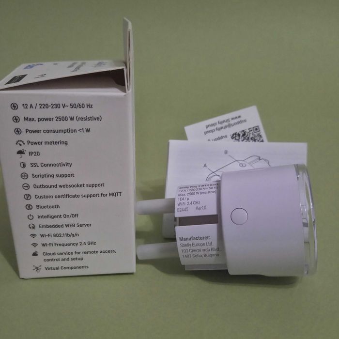 Розумна розетка Shelly Plug S Gen3 12 А