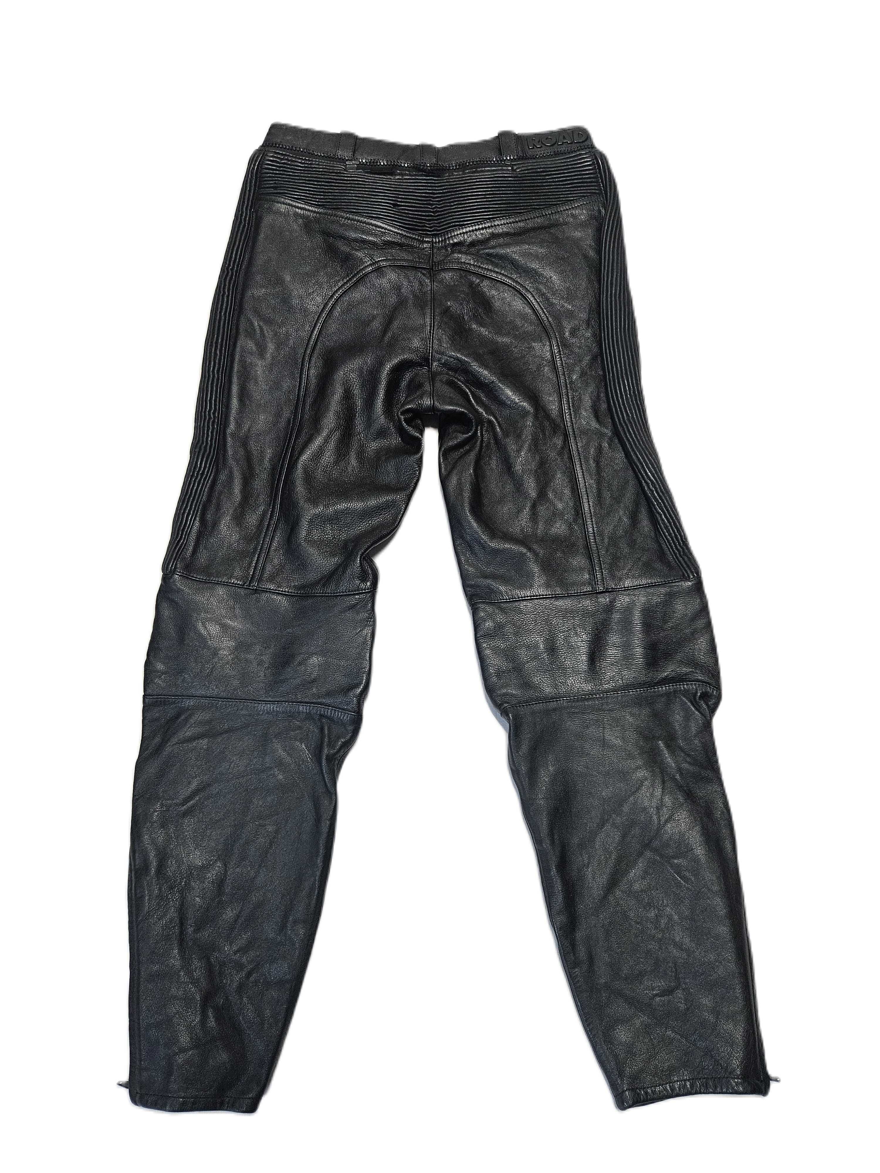 Męskie spodnie motocyklowe skórzane POLO M pas 84cm (s174)