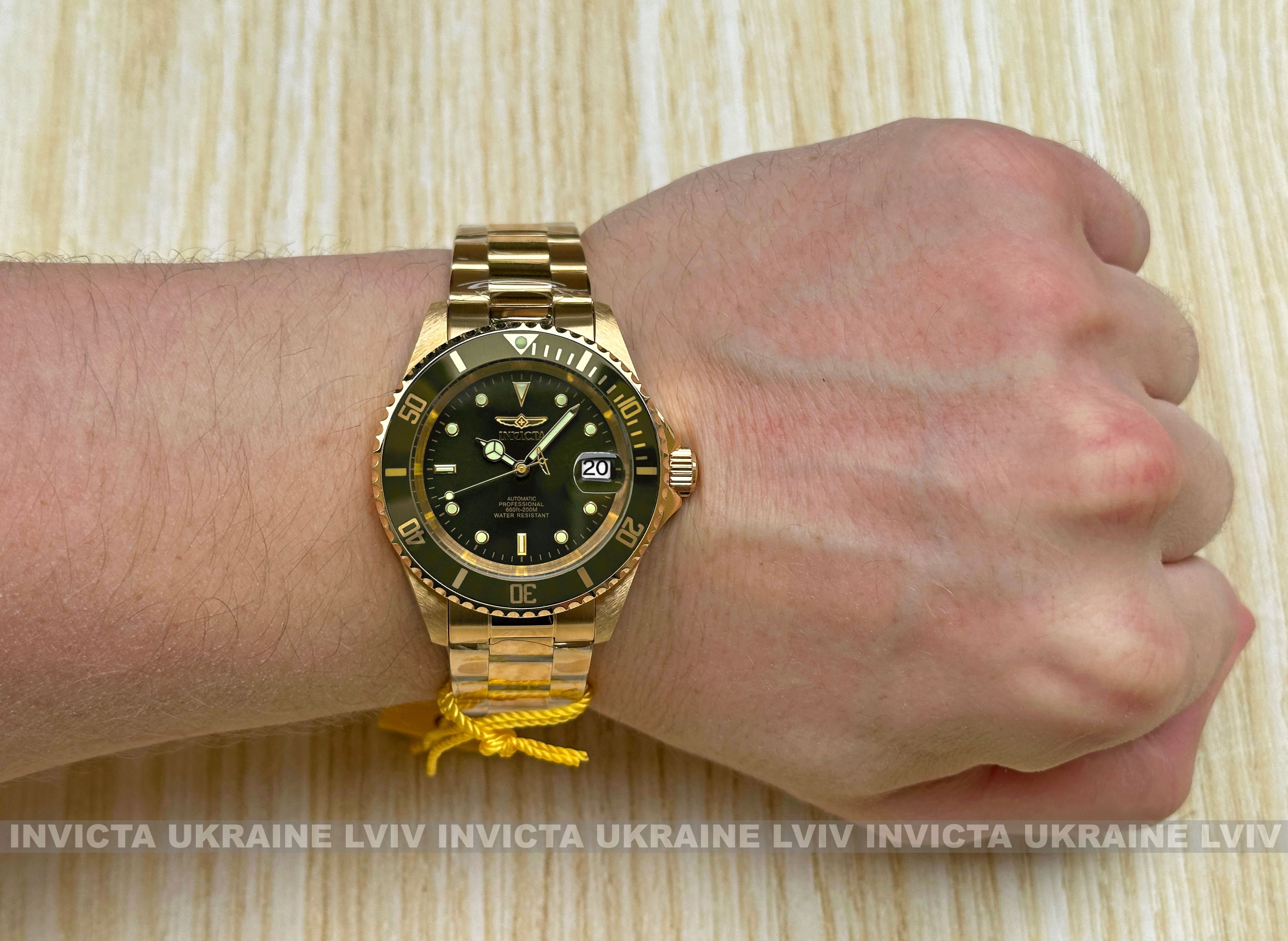 Часы Invicta 35698 Pro Diver Automatic 40 мм. Olive Green Gold.