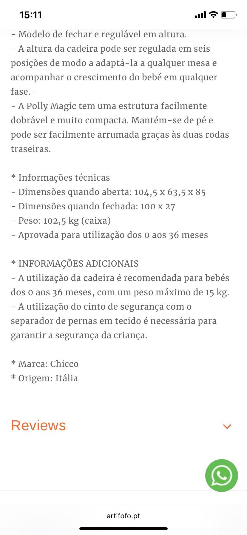 Cadeira Chicco Polly Magic