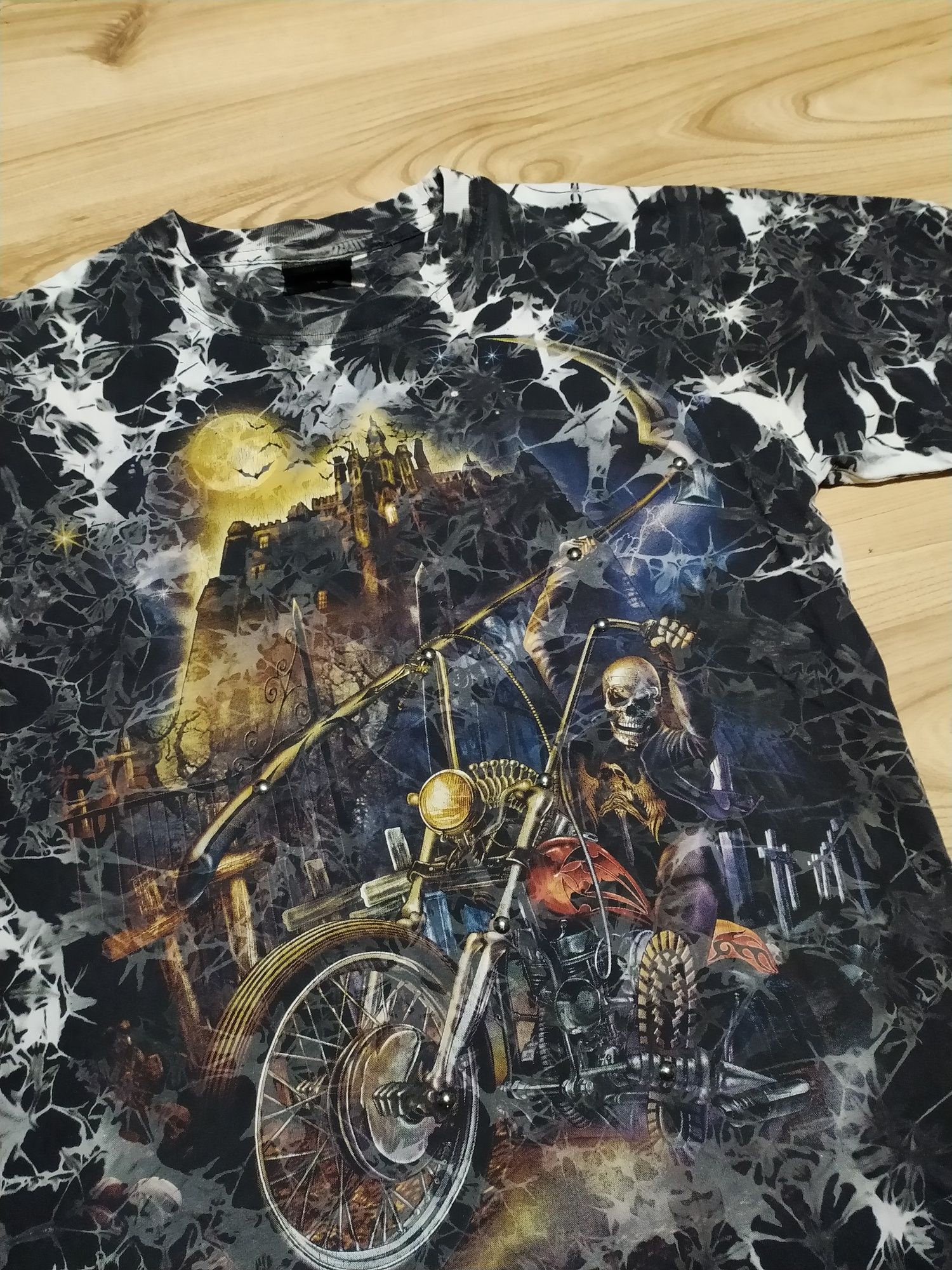 Czarna Koszulka Rock Metal Goth Ghost Rider Śmierć Kostucha