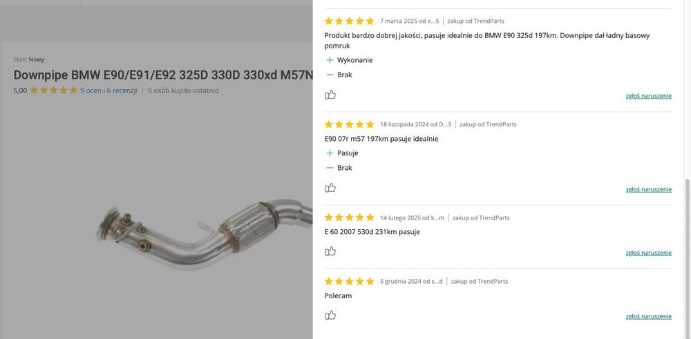 Downpipe BMW E60 E61 E70 E71 E83 E90 E91 E92 M57N2