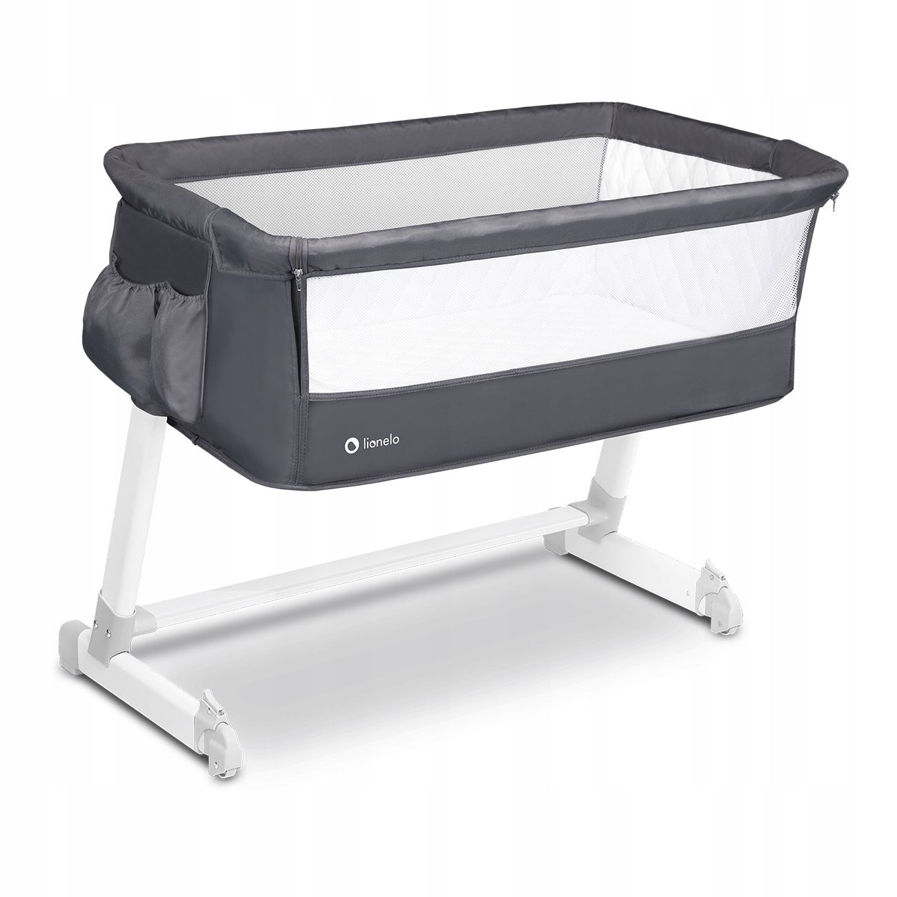 lionelo theo 2w1 łóżeczko dostawne wolnostojące dark grey