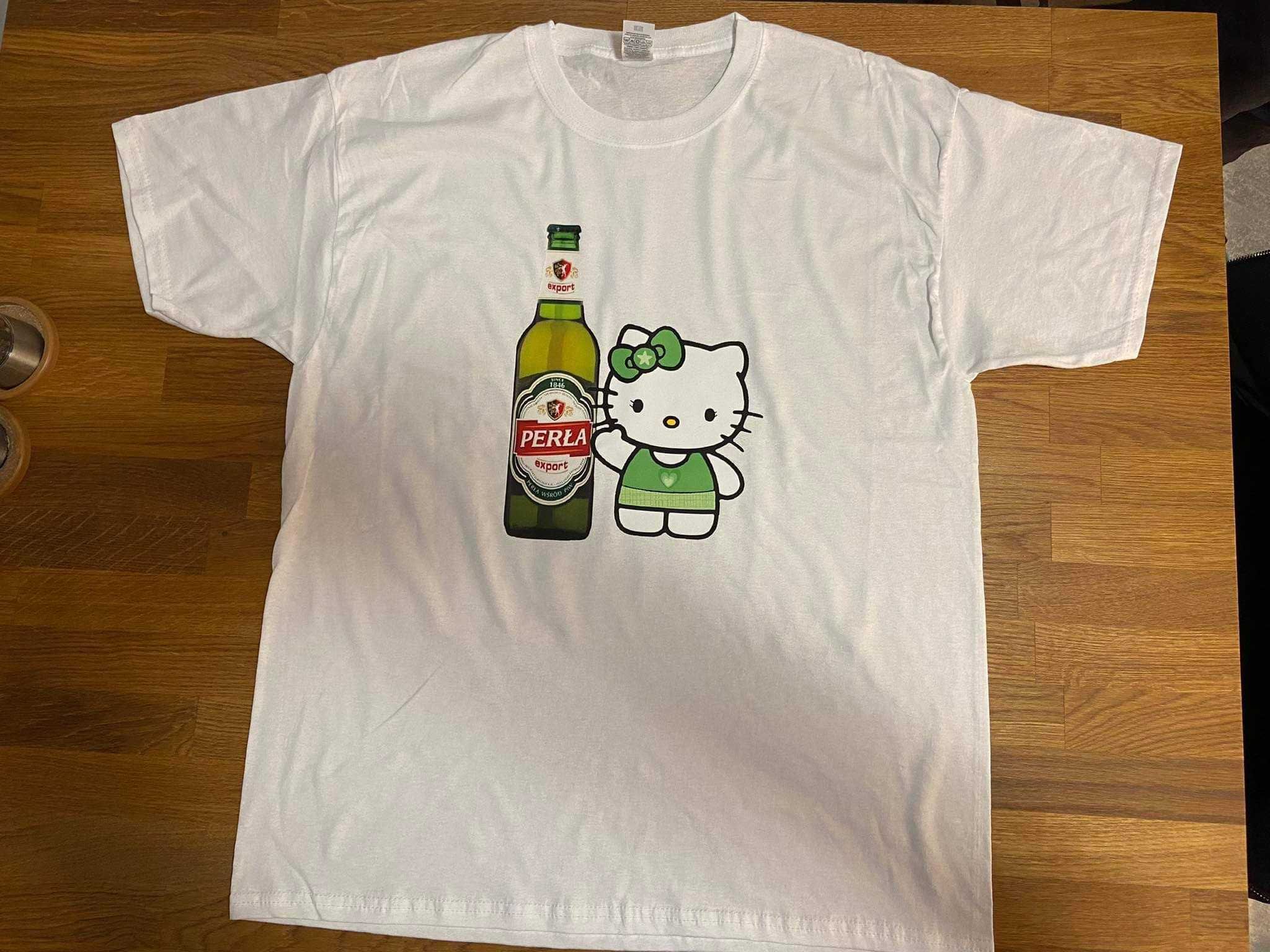 custom t-shirt koszulka y2k hello kitty piwo perła