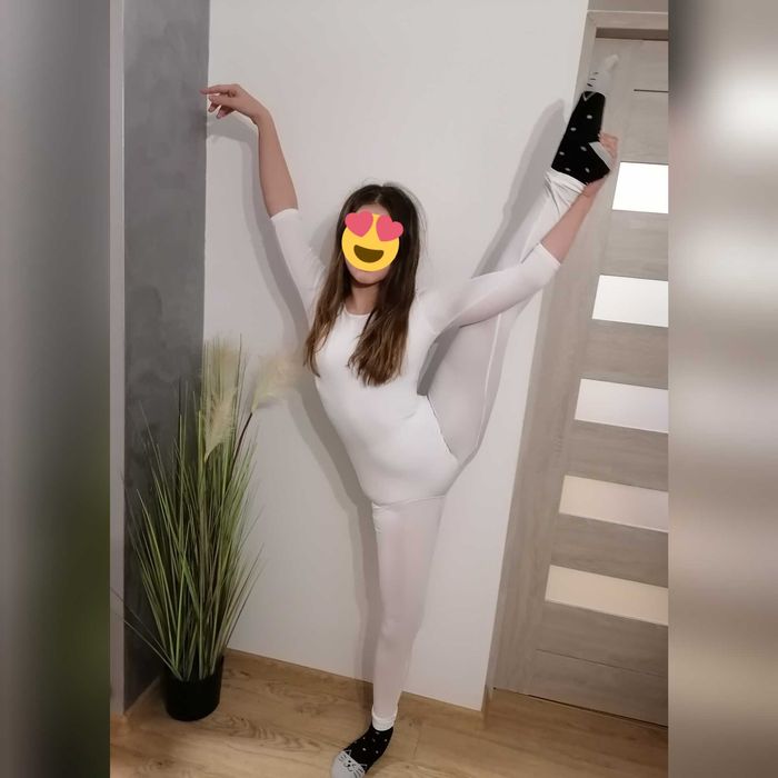 Body do baletu, strój gimnastyczny, biały