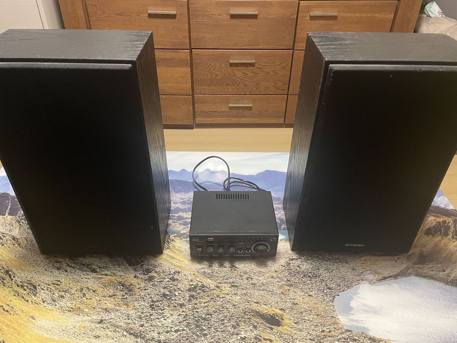 AK45 wzmacniacz HI-FI bluetooth radio FM + głośniki Sharp CP-W11 H BK
