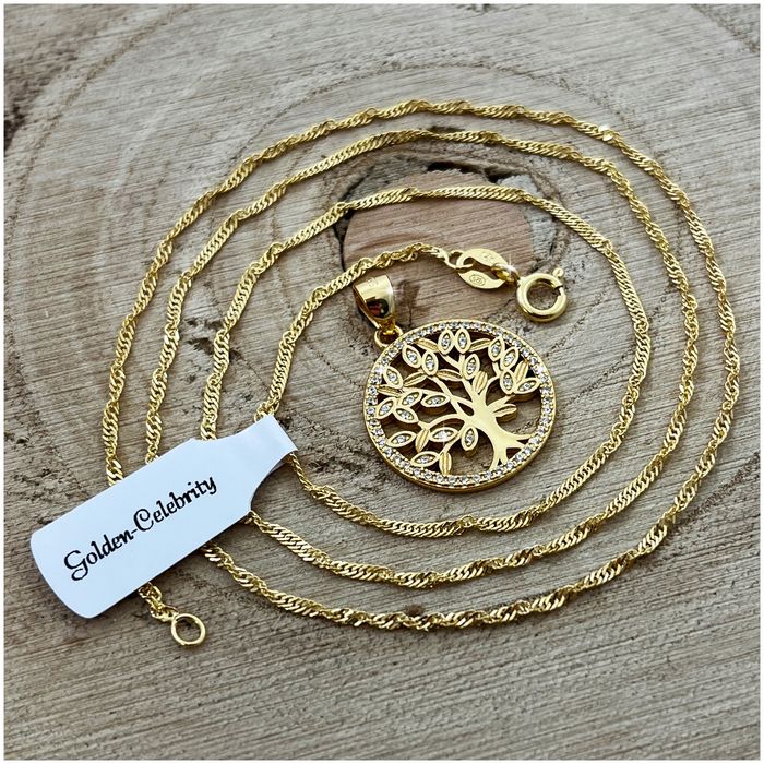 Złoty Łańcuszek Z Zawieszką Drzewko Szczęścia Prezent Dla Córki Wnuczk