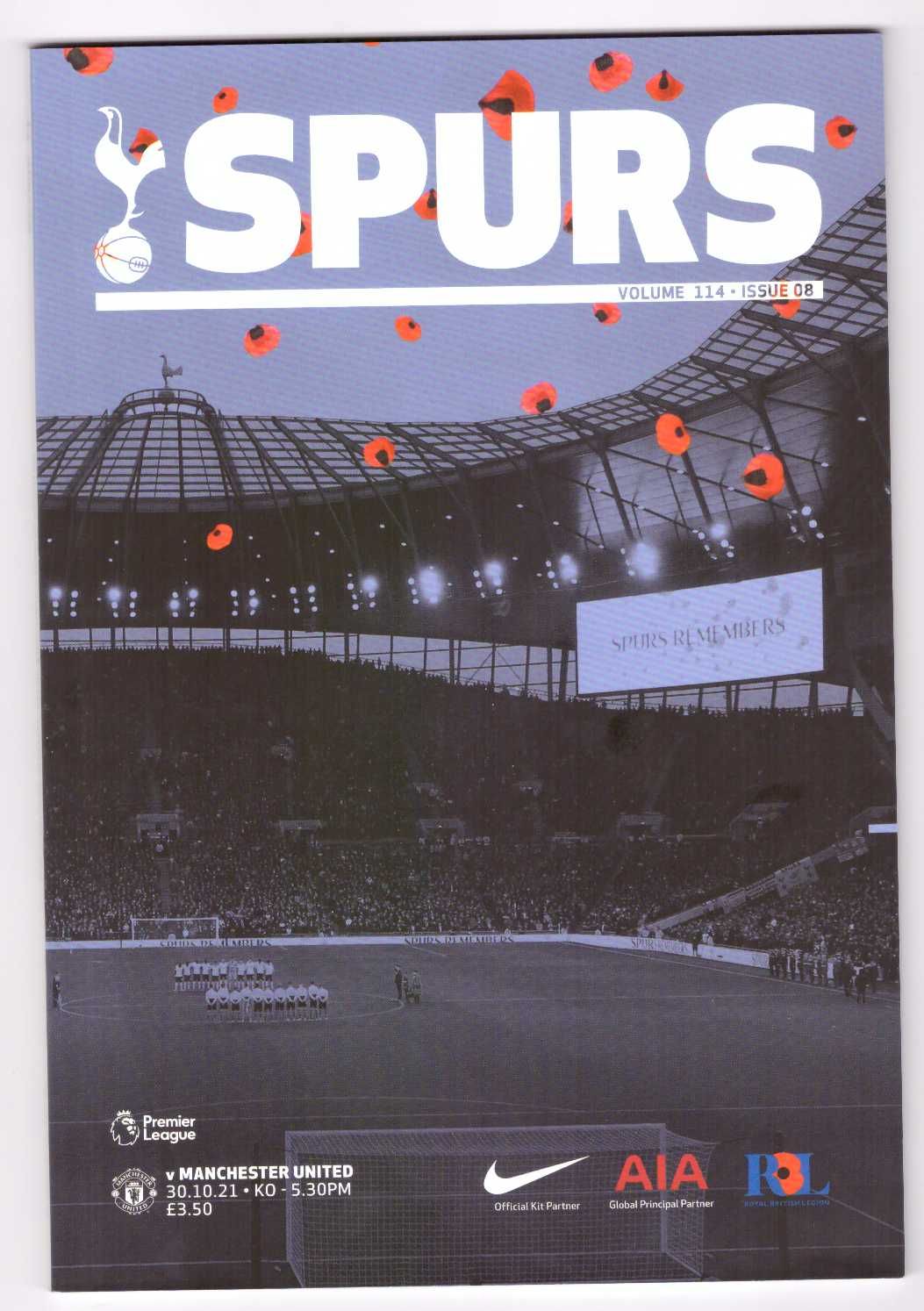 Program meczowy Tottenham - Manchester United 2021 r.