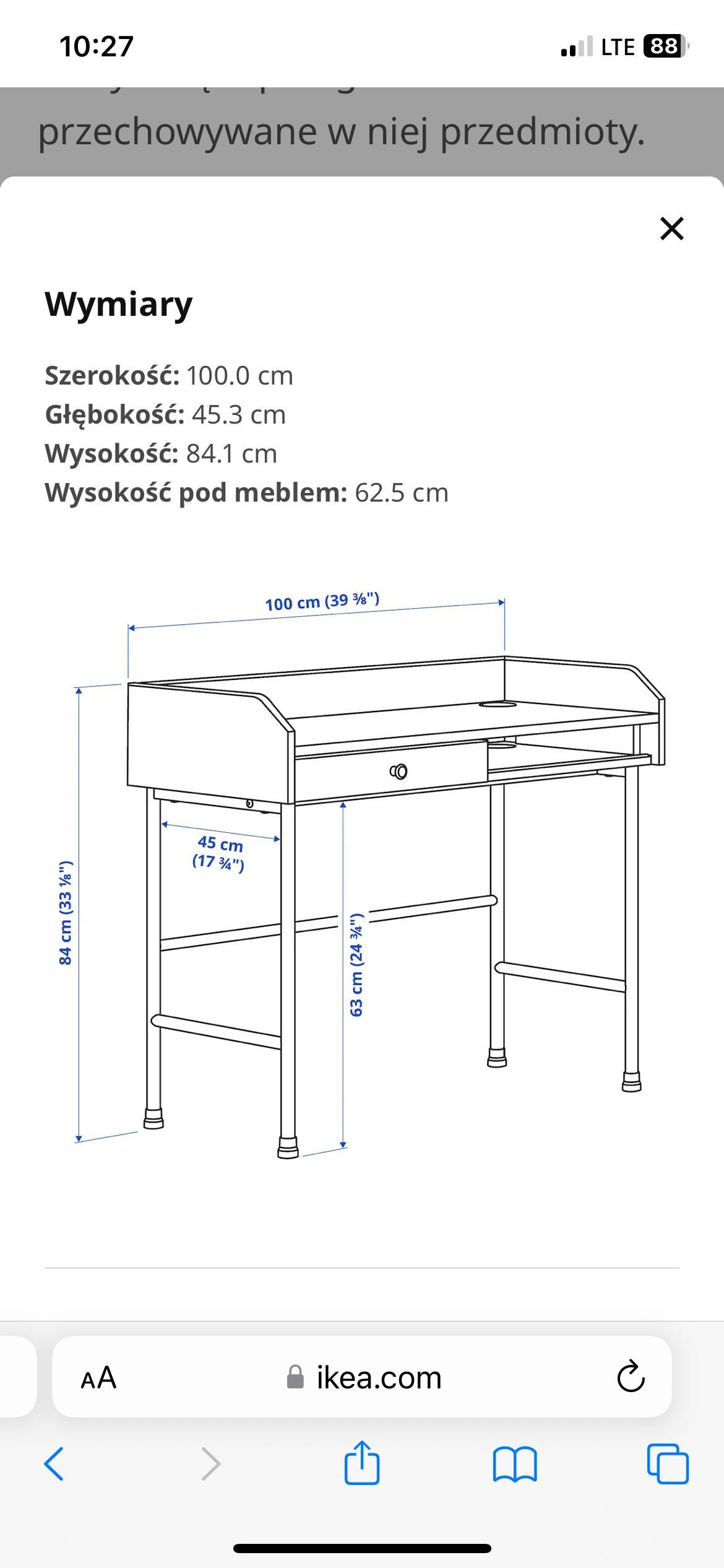 Biurko Ikea hauga szare