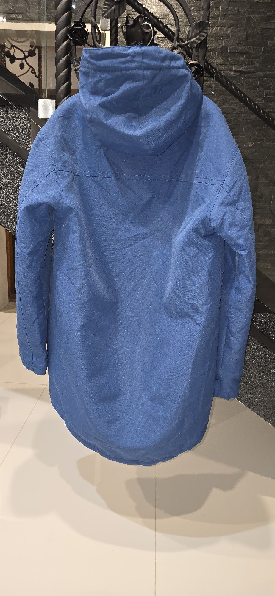 Kurtka parka męska elegancka długa ciepła wygodna niebieska zimowa Cro