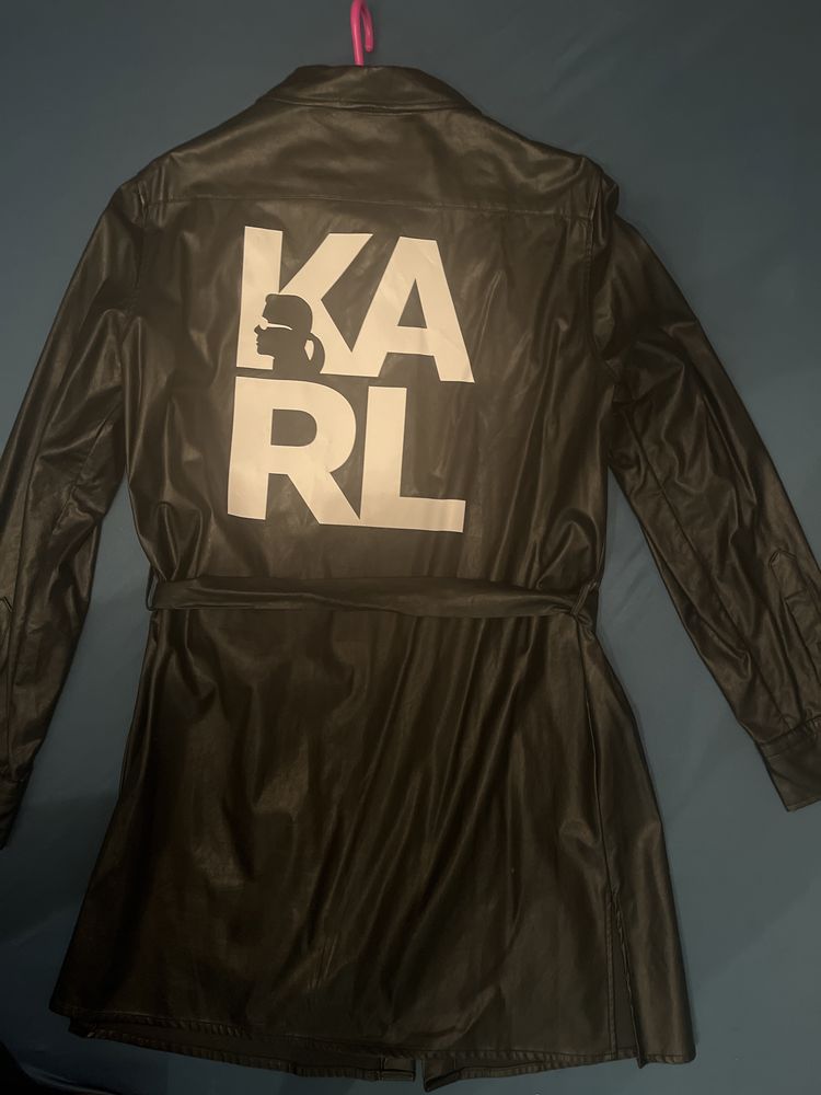 Sukienka szmizjerka płaszcz Karl Lagerfeld czarna rozmiar L
