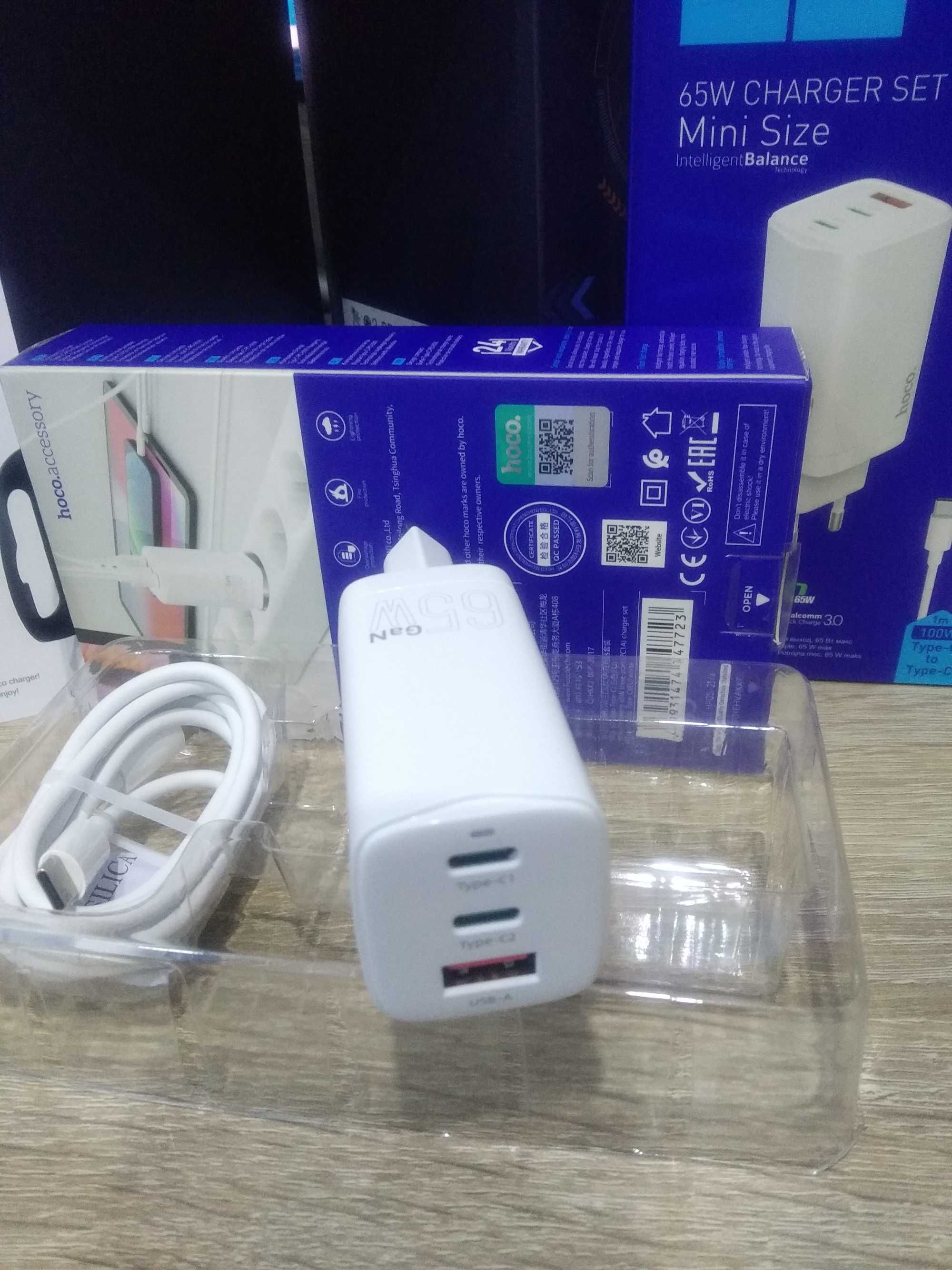 HOCO N16 GaN (2xUSB-C, 1xUSB) 65 Вт з кабелем USB-C