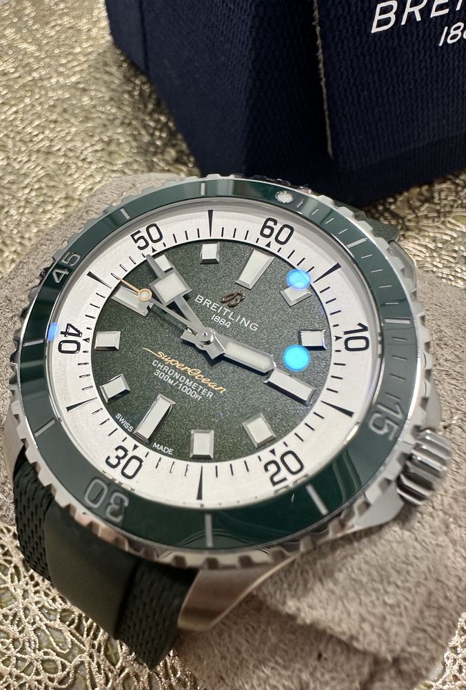 Breitling Superocean 44mm A17376A31L1S1 Zielony -Gwarancja- full set