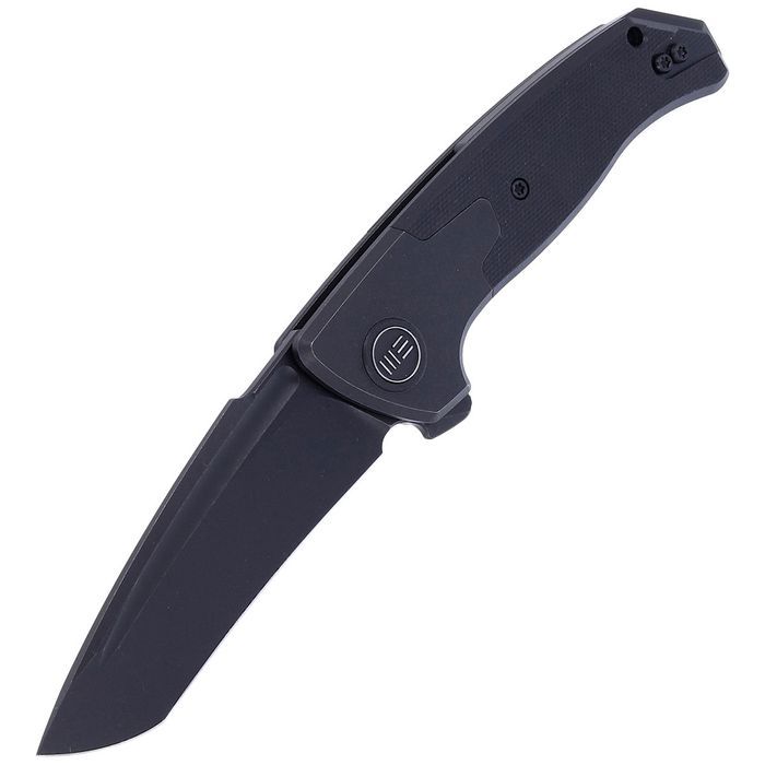 Nóż składany WE Knife Press Check Black Ti / Black G10, Black Stonewas