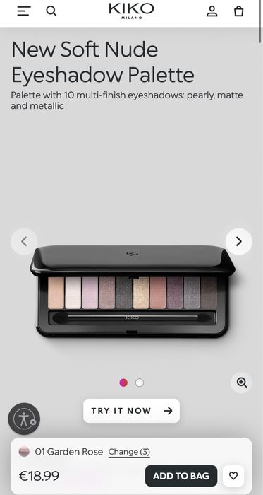 Палетка тіней kiko milano soft nude eyeshadow palette 01 garden rose