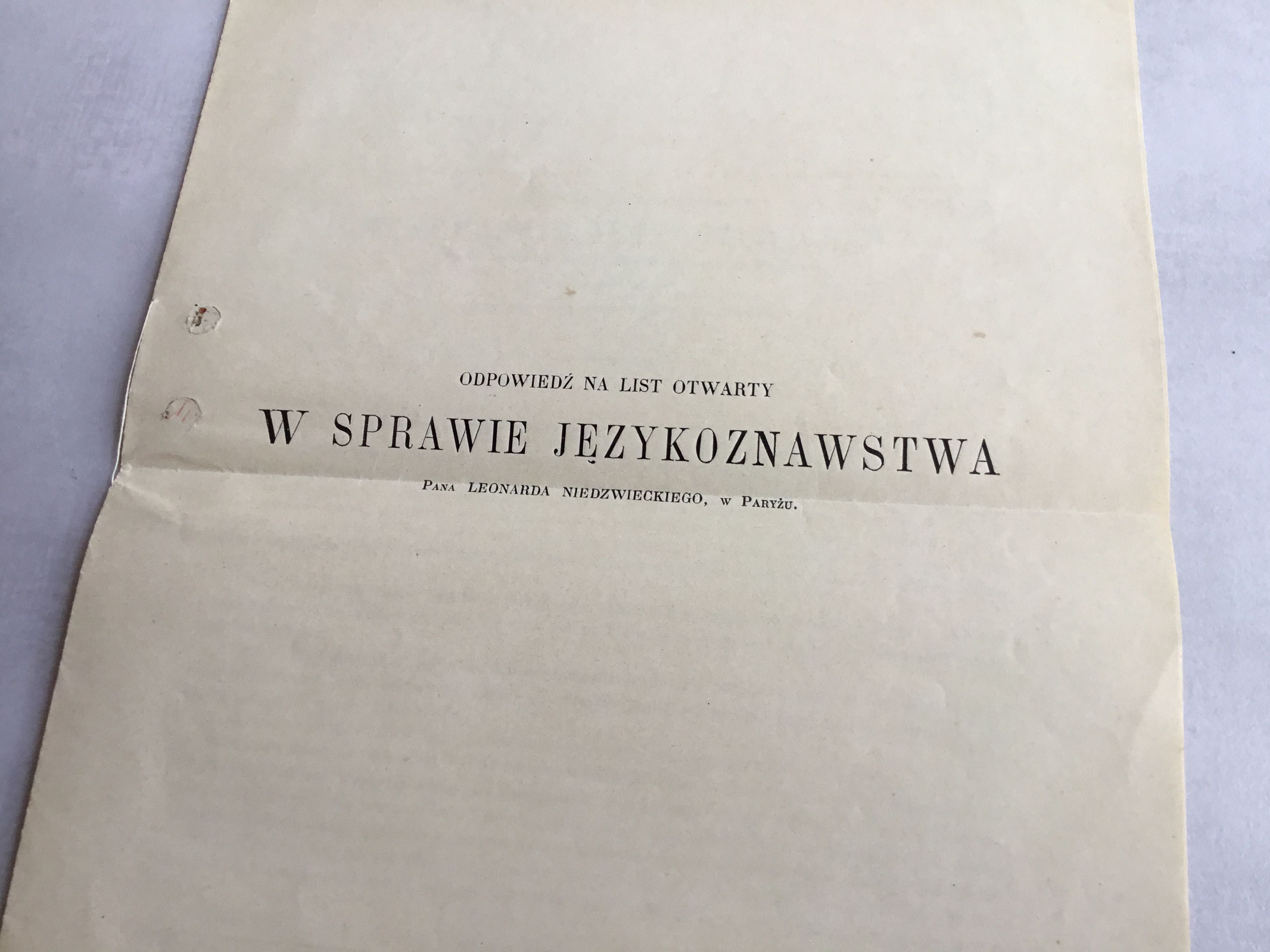 „Odpowiedź na list otwarty w sprawie językoznawstwa (…), w Paryżu”