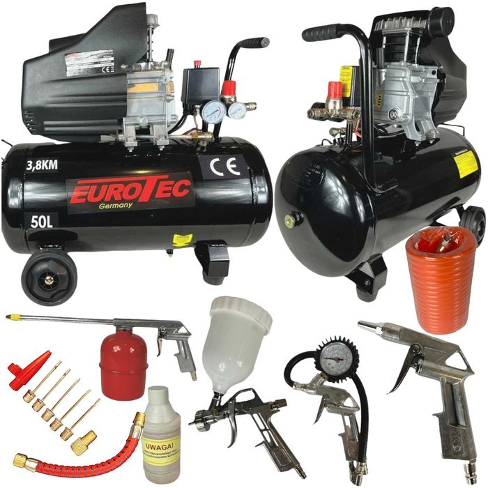 Kompresor olejowy 50L sprężarka z zestawem kit Eurotec