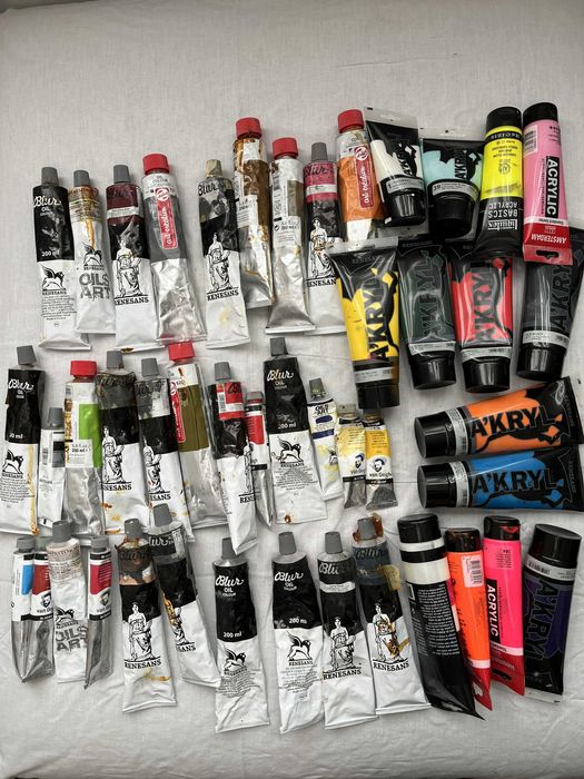 Wielki Zestaw Artystyczny! Farby Media i Pędzle!