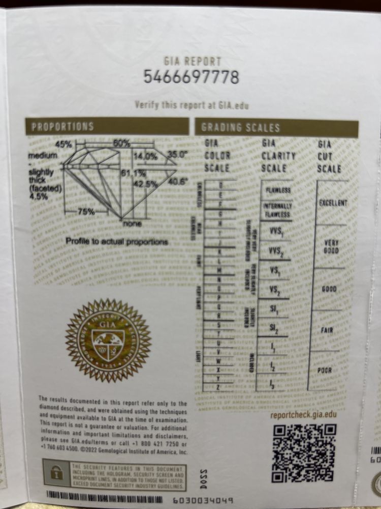 Терміново !Золотое кольцо с бриллиантом 0,40 ct. GIA