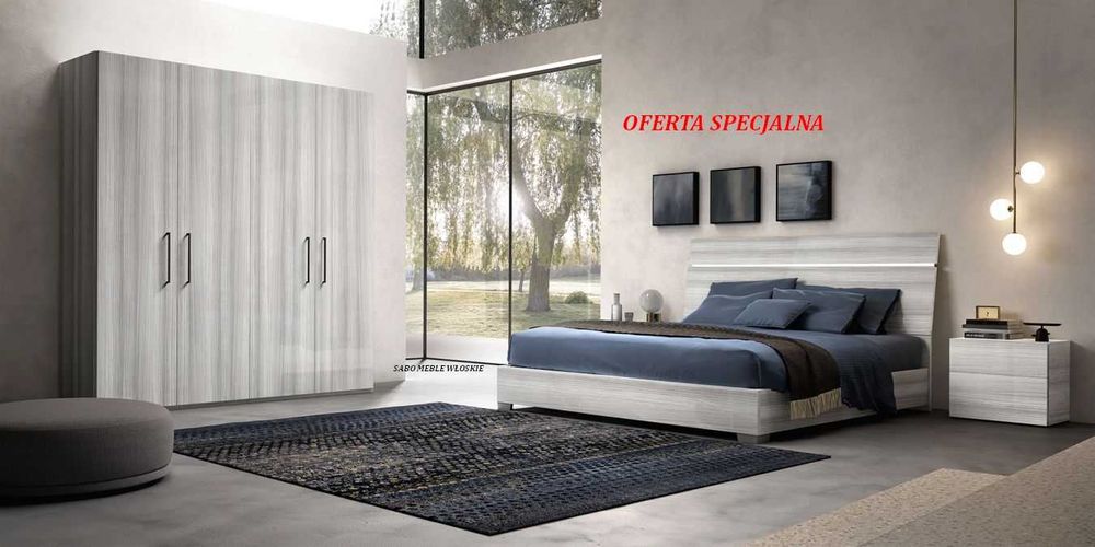 Łóżko 180 panel Kolekcja Minimalistyczna szare OFERTA SPECJALNA