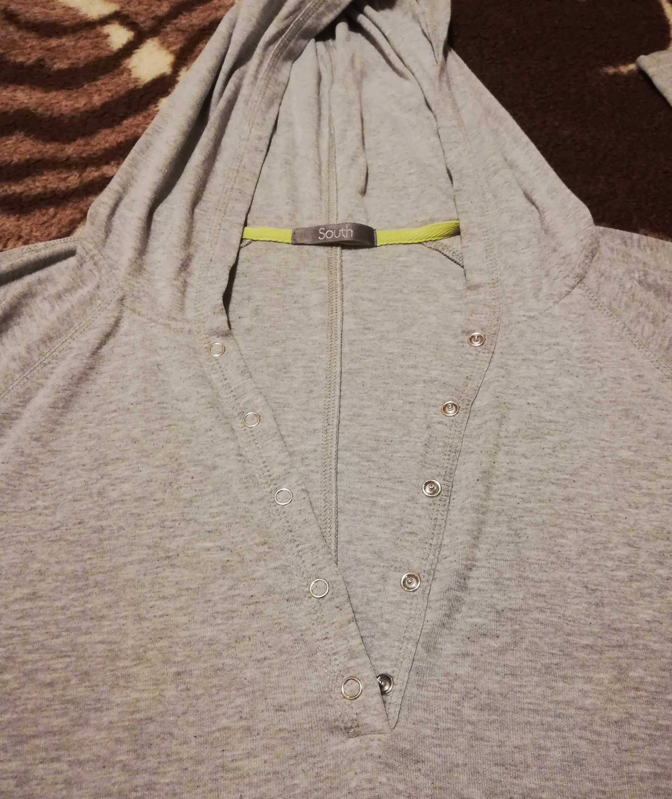 damska bluza bluzka z kapturem South roz.50 XL szara