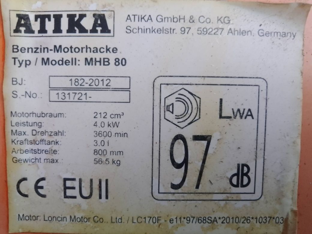 Glebogryzarka spalinowa Atika