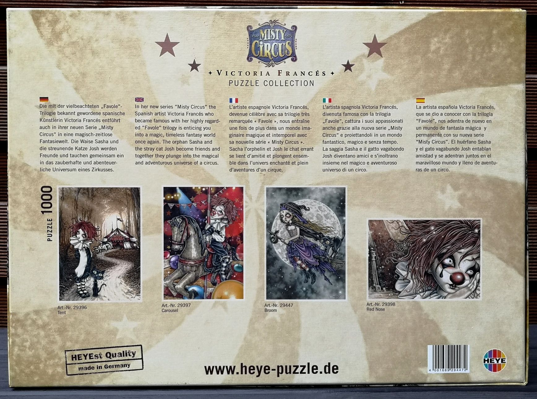 Puzzle 1000 Heye Misty Circus Victoria Frances Broom RARE