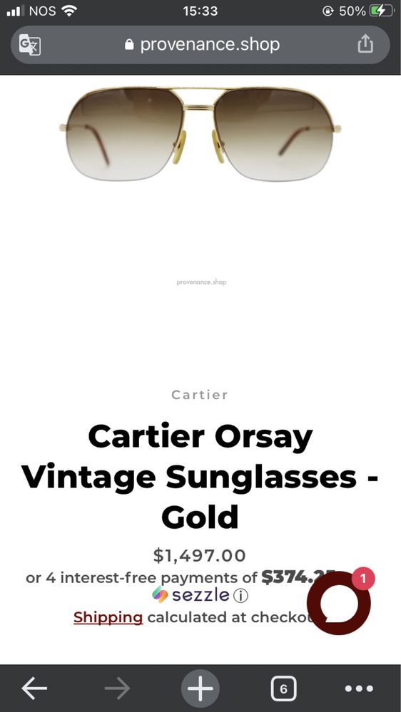 Óculos de Sol da Cartier, modelo - Orsay 18k GOLD - 1993 Edition