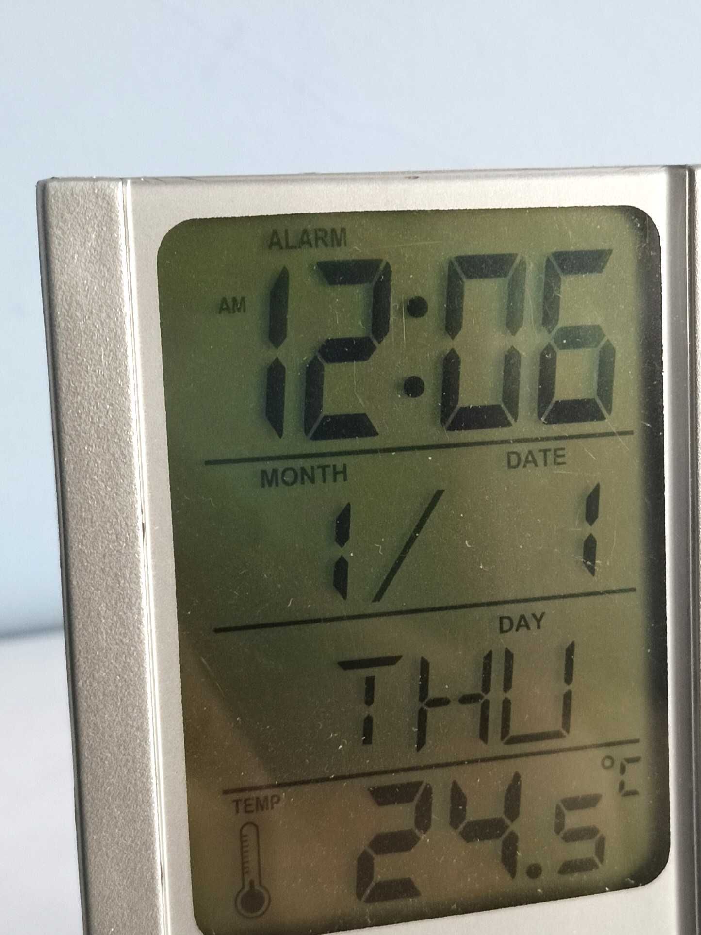 Zegar biurkowy kompaktowy budzik minutnik termometr