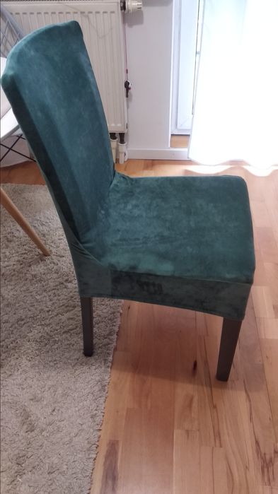 Krzesło Ikea z pokrowcem zieleń szare nogi