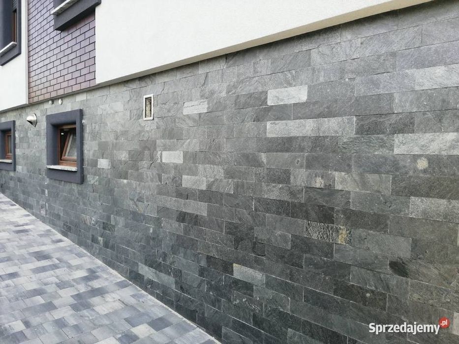 Fornir kamienny plytki elewacyjne z kamienia black artrum White gold