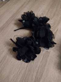 Opaska kwiaty Santa Muerte czarna