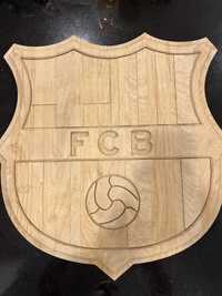 Herb FC Barcelona dąb CNC drewno