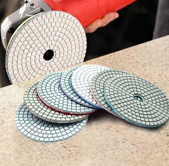 Zestaw Tarcze 7 Sztuk Diamentowe do Szlifowania Polerowania 100 mm