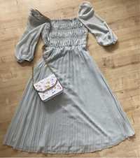Szara sukienka Asos rozmiar 38, plisowana, ciąża