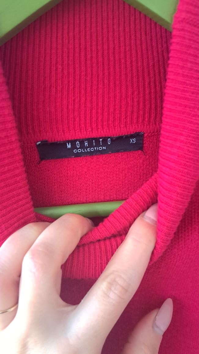 Czerwony sweter tunika xs 34 mohito s 36