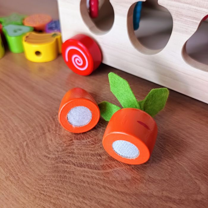 Сортер дерев'яний + каталка+ рибалка+шнурівка+ ніж і овочі на магнітах