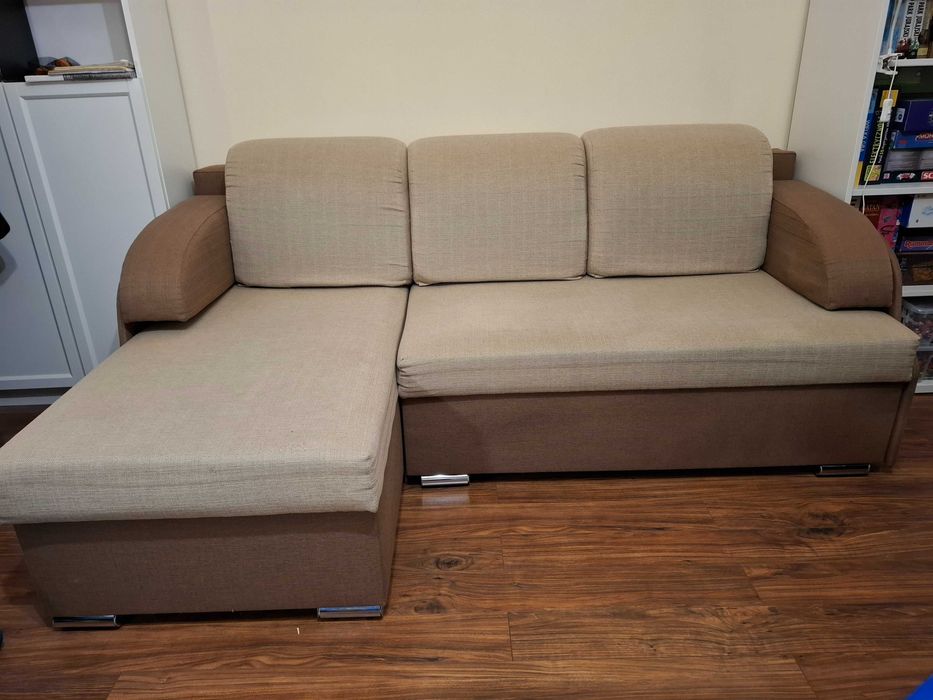 Sofa narożnik z funkcją spania i 2 pojemnikami