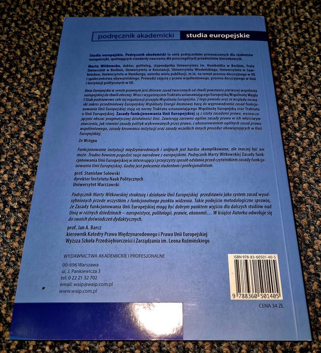 Książka Zasady Funkcjonowania Unii Europejskiej Marta Witkowska