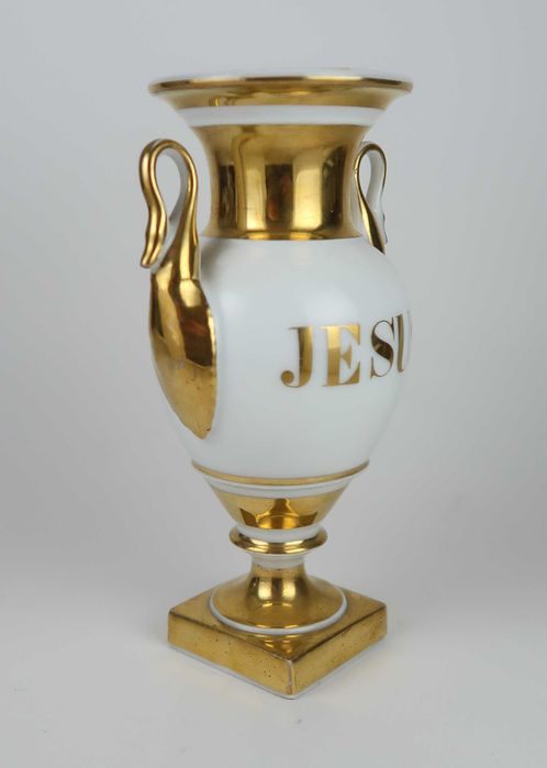 Jarra Ânfora Vieux Paris Séc. XIX - Jesus e Maria - 16.5 cm