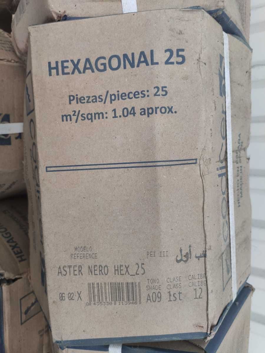 płytki gresowe heksagonalne HEX ASTER NERO 22x25 cm