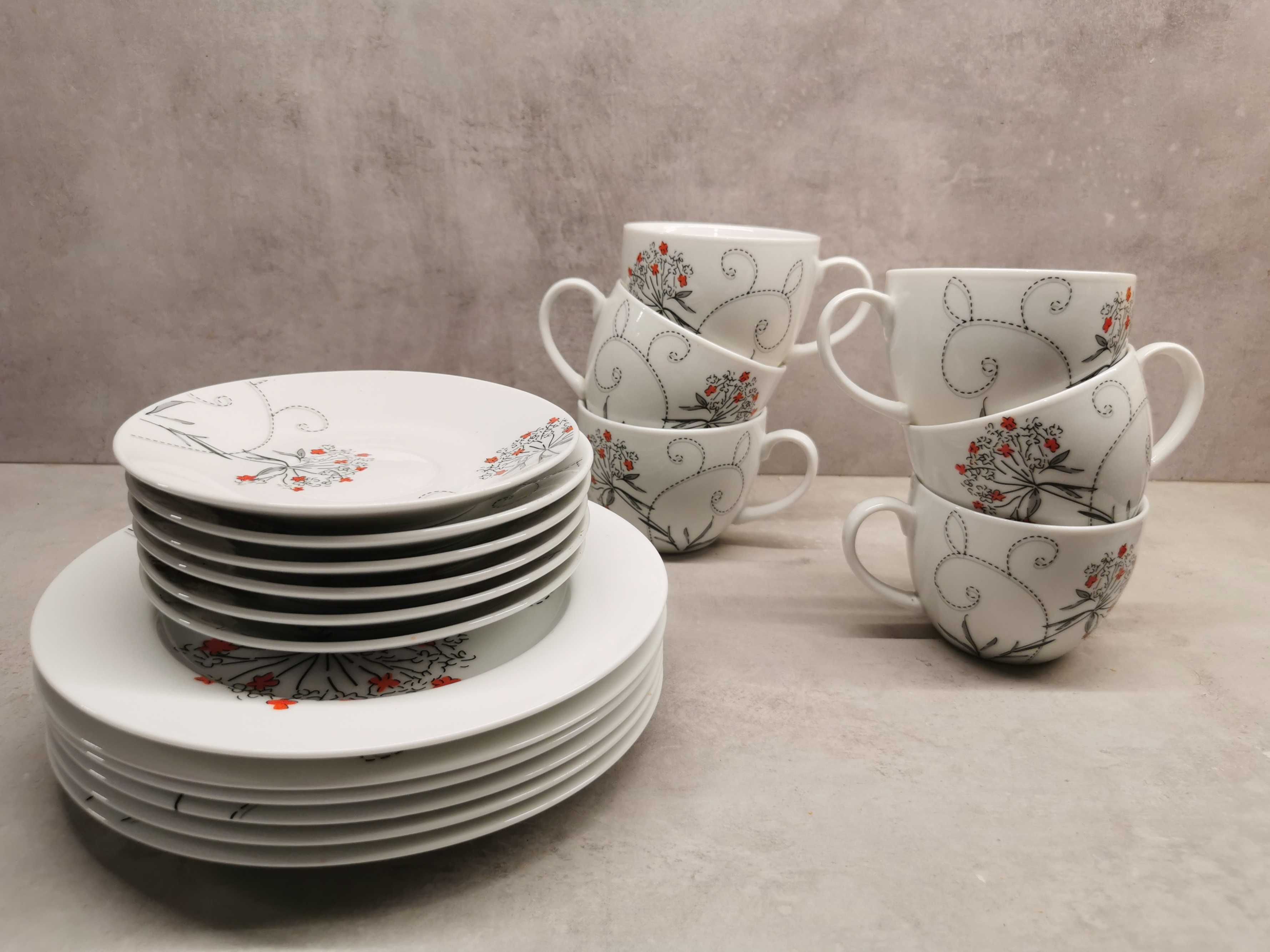 Altomdesign Arabella Serwis kawowy dla 6 osób Zestaw porcelany