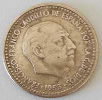 1  Peseta de 1953, " 61" de Francisco Caudillo  Franco, Espanha