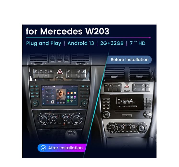 Rádio android para mercedes w203
