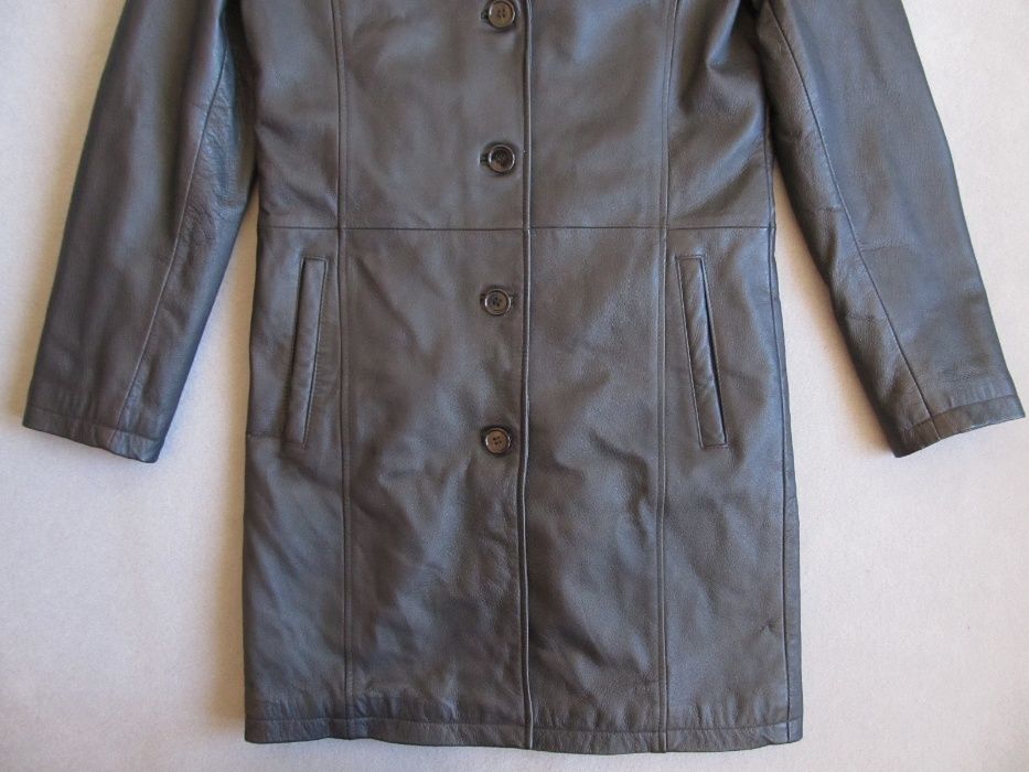 DEICHMANN 38 M skóra czarny damski płaszcz skórzany nowy elegancki