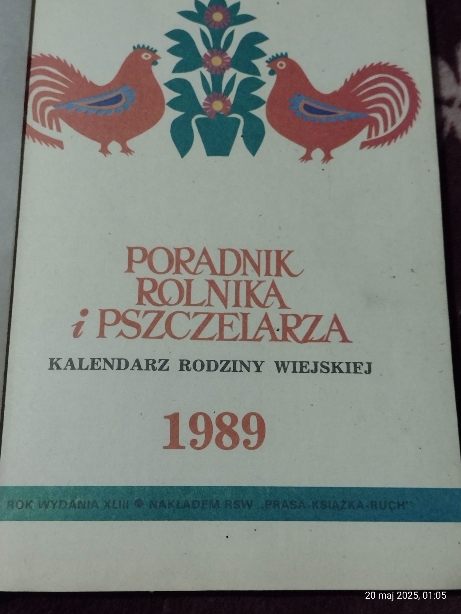 Poradnik rolnika i pszczelarza 1989 kalendarz