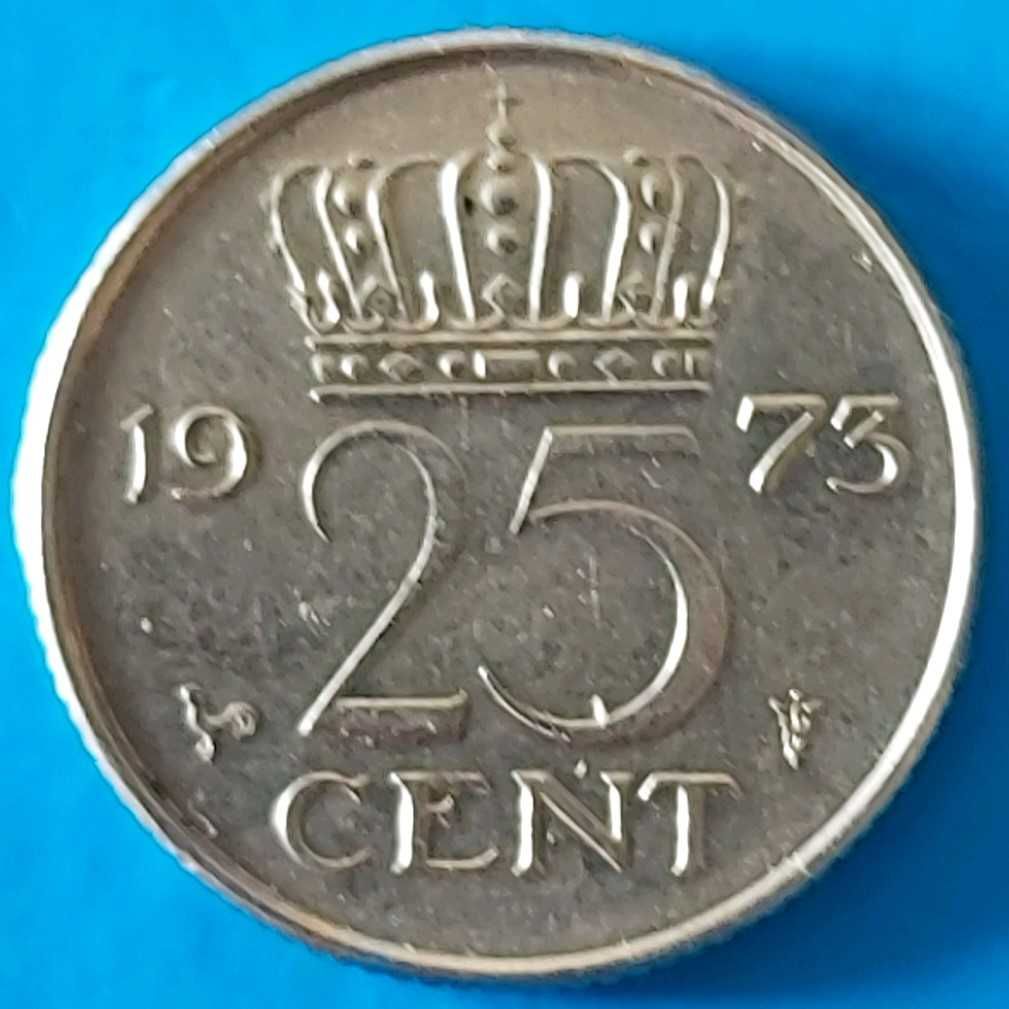25 Cêntimos de 1973 Rainha Juliana dos Países Baixos
